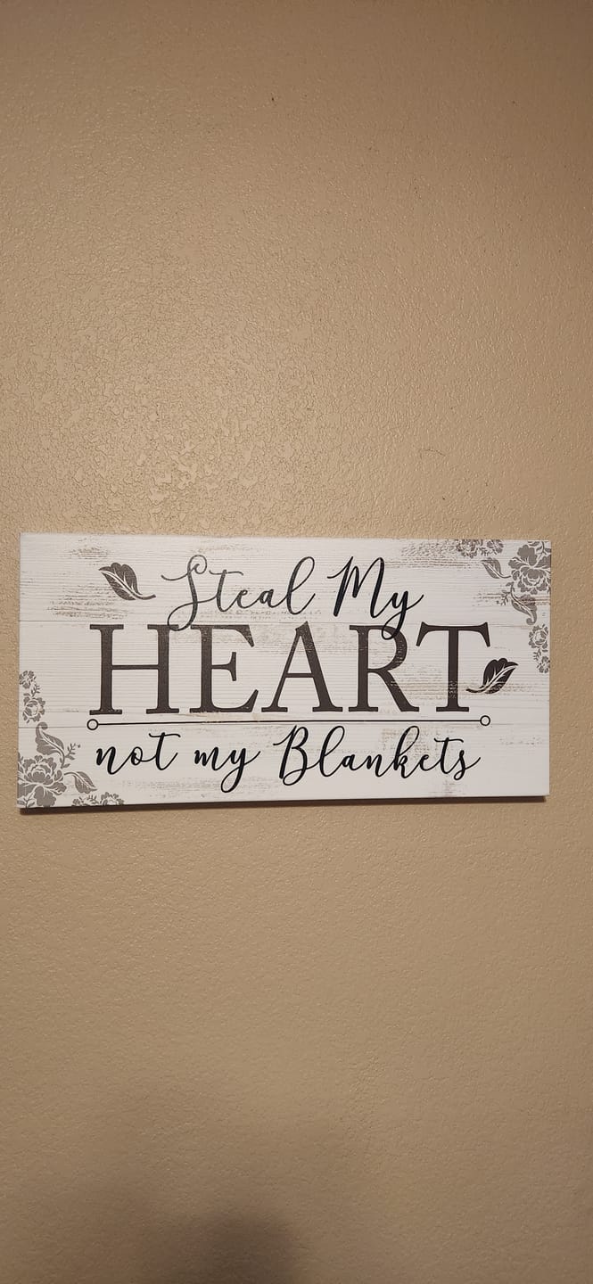 Customer photo review of Steal My Heart Not My Blankets - Canvas