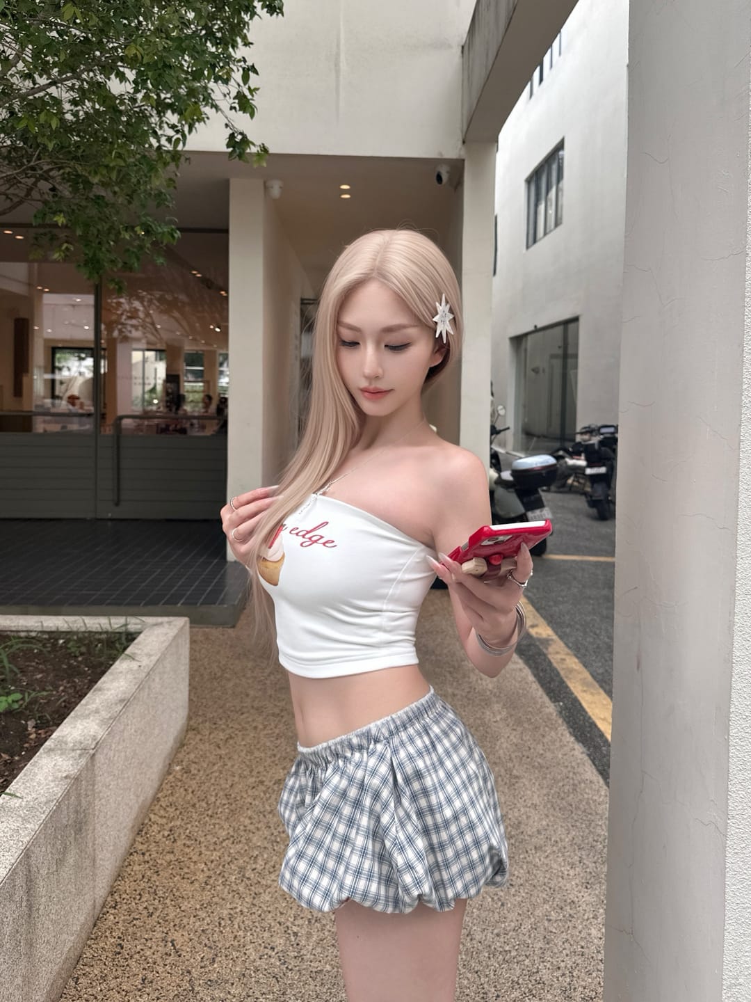 Customer photo review of WARDEN EDGE Gingham Bubble Shorts