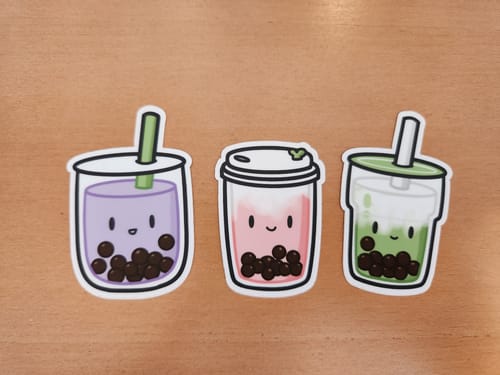 Customer photo review of Boba Die Cut Stickers