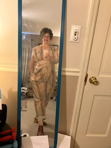 Customer photo review of VENUS WRAP JUMPER |   NEUTRAL RUBIX CHEX