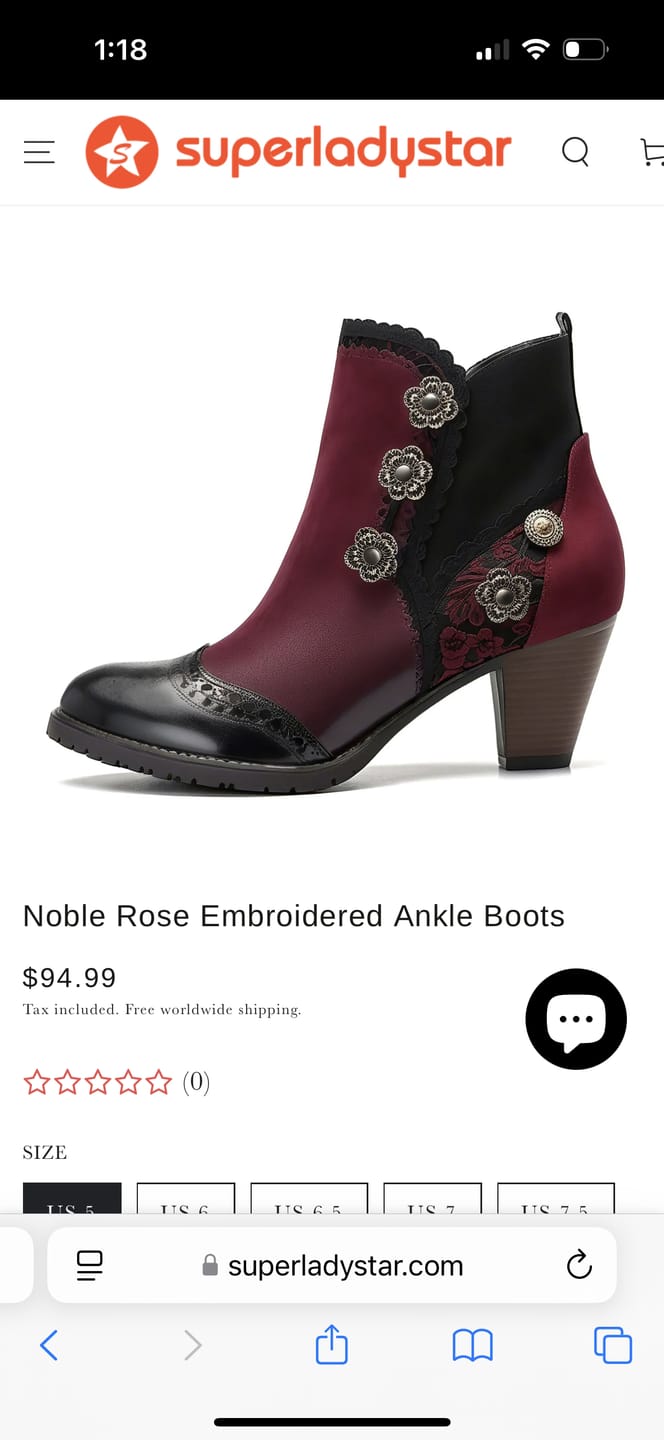 Customer photo review of Noble Rose Embroidered Ankle Boots