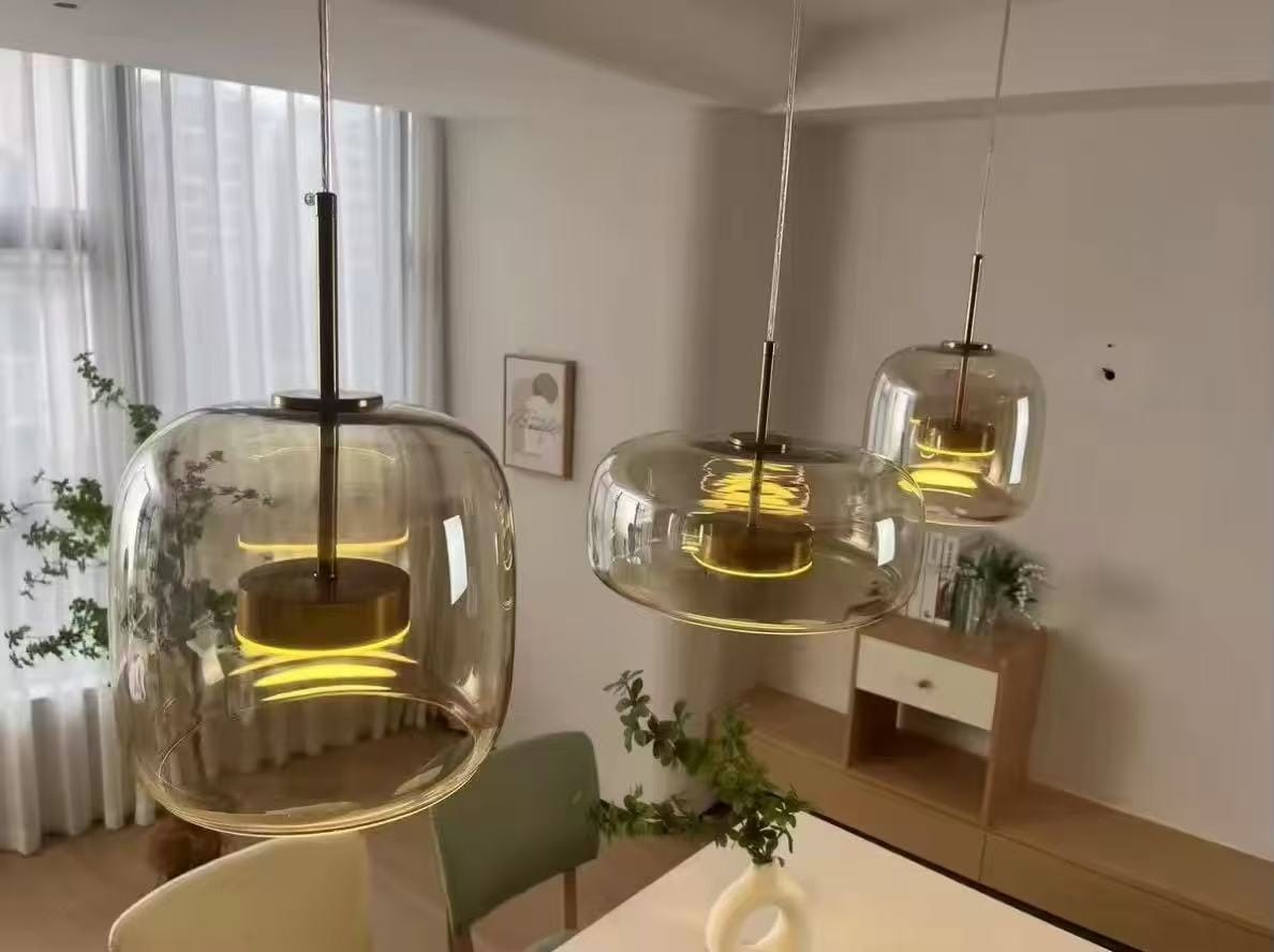 Customer photo review of WOMO Drum Blown Glass Pendant Light-WM2145