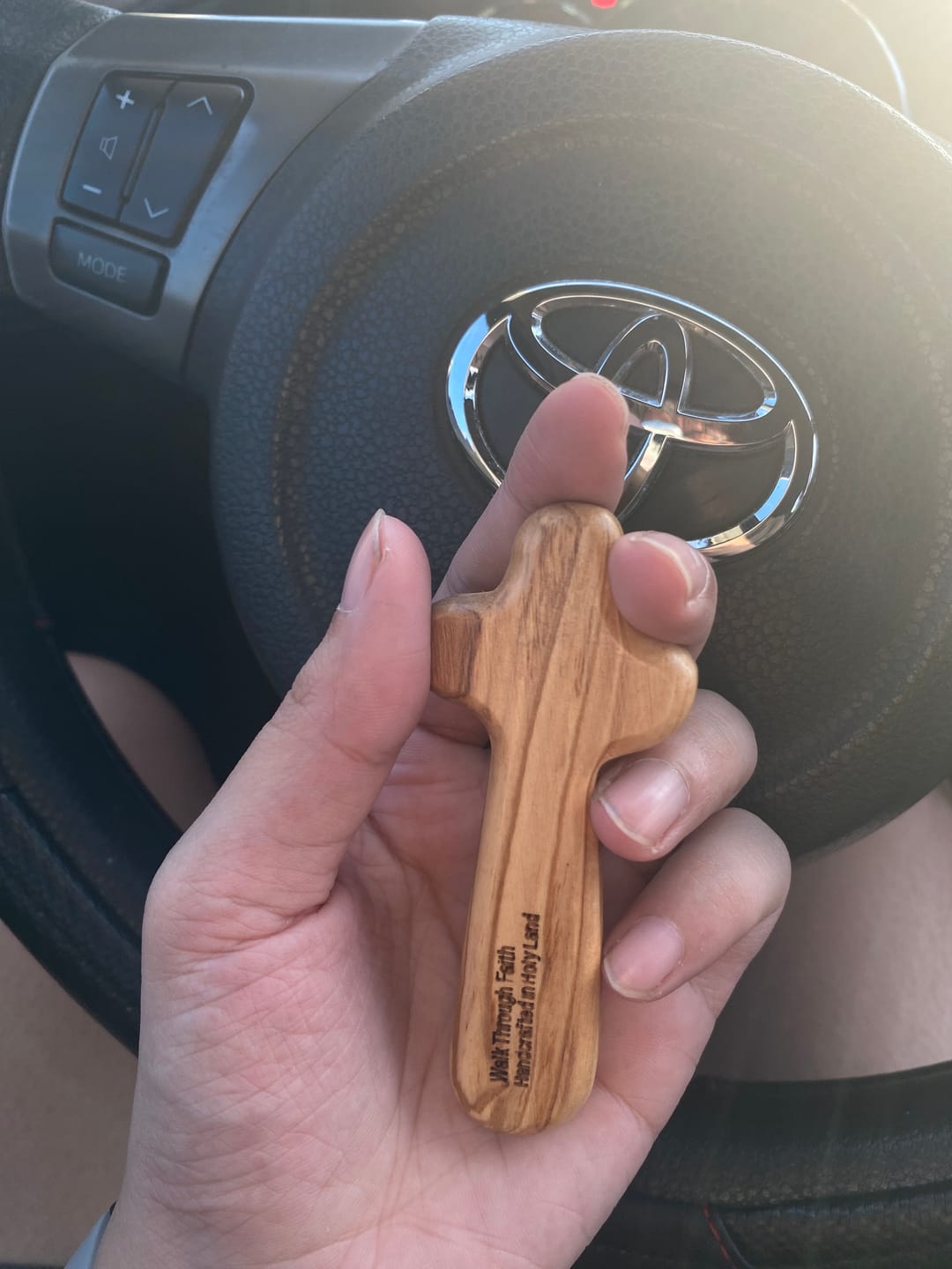 Customer photo review of Holy Land Olive Wood Comfort Cross