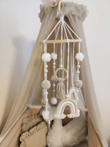 Customer photo review of Boho Tapestry Rainbow Comfort Crib Mobile