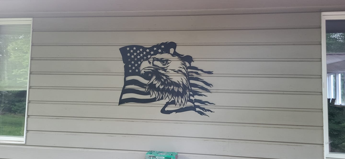 Customer photo review of American Eagle Flag Metal Wall Art