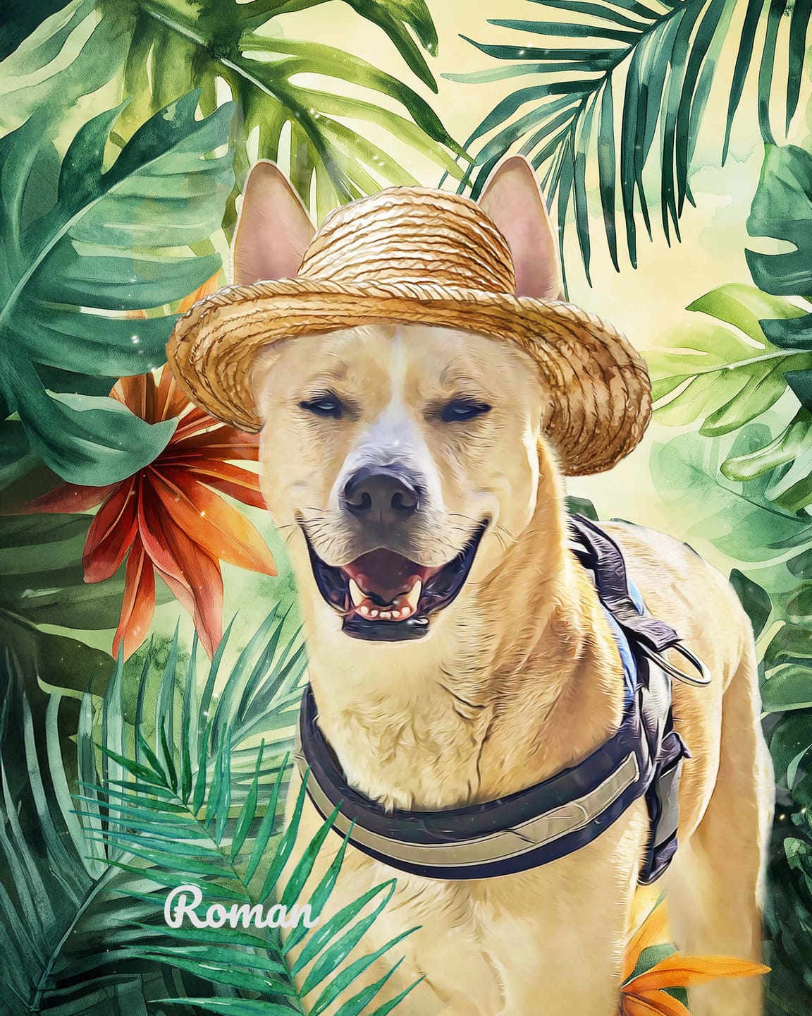 Customer photo review of Custom Watercolor Pet Portrait – SummerTime (ST)