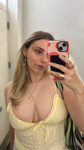 Customer photo review of Sun Moon Star Earrings Gold
