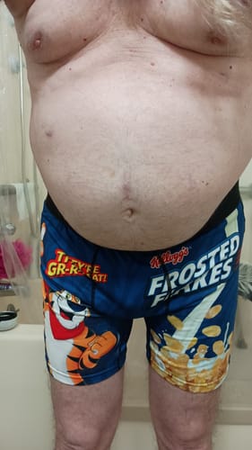 Customer photo review of SWAG - Cereal Aisle Boxers: Frosted Flakes