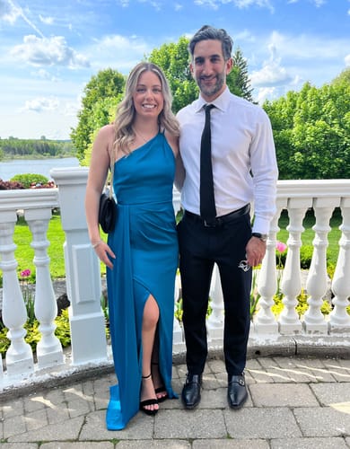 Customer photo review of Blue Lagoon Gown by Aidan Mattox - RENTAL