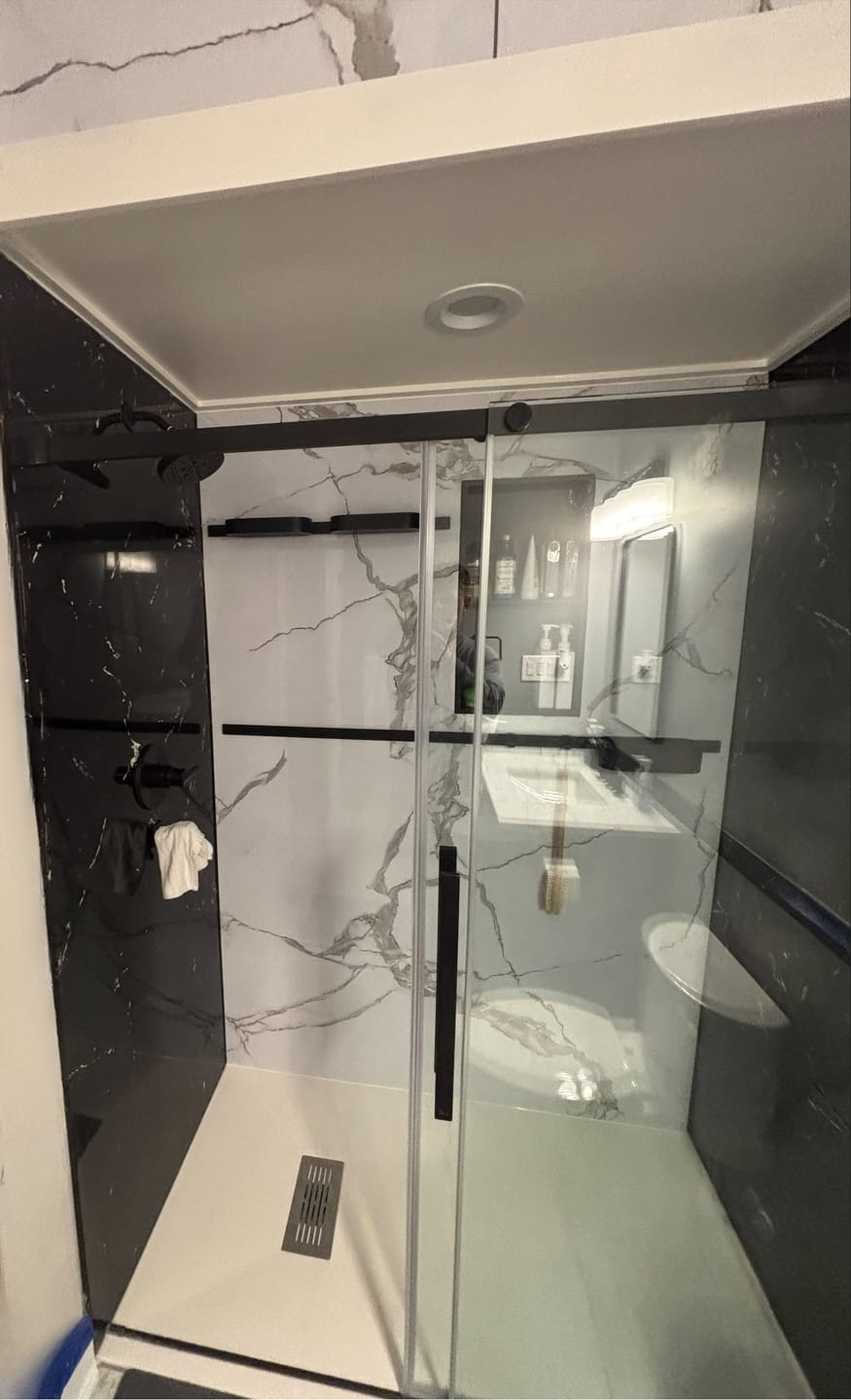 Customer photo review of White Carrara Marble Wall Panel 96" X 48"