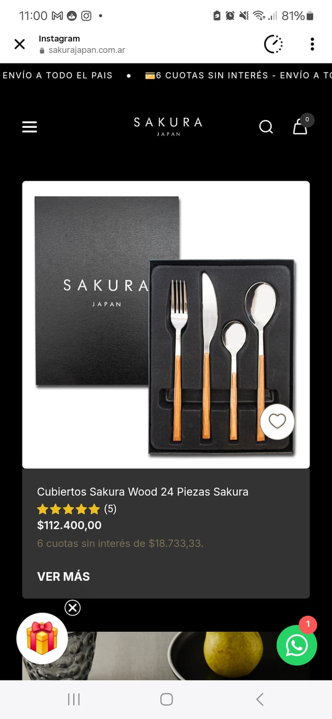 Customer photo review of Cubiertos Sakura Wood 24 Piezas