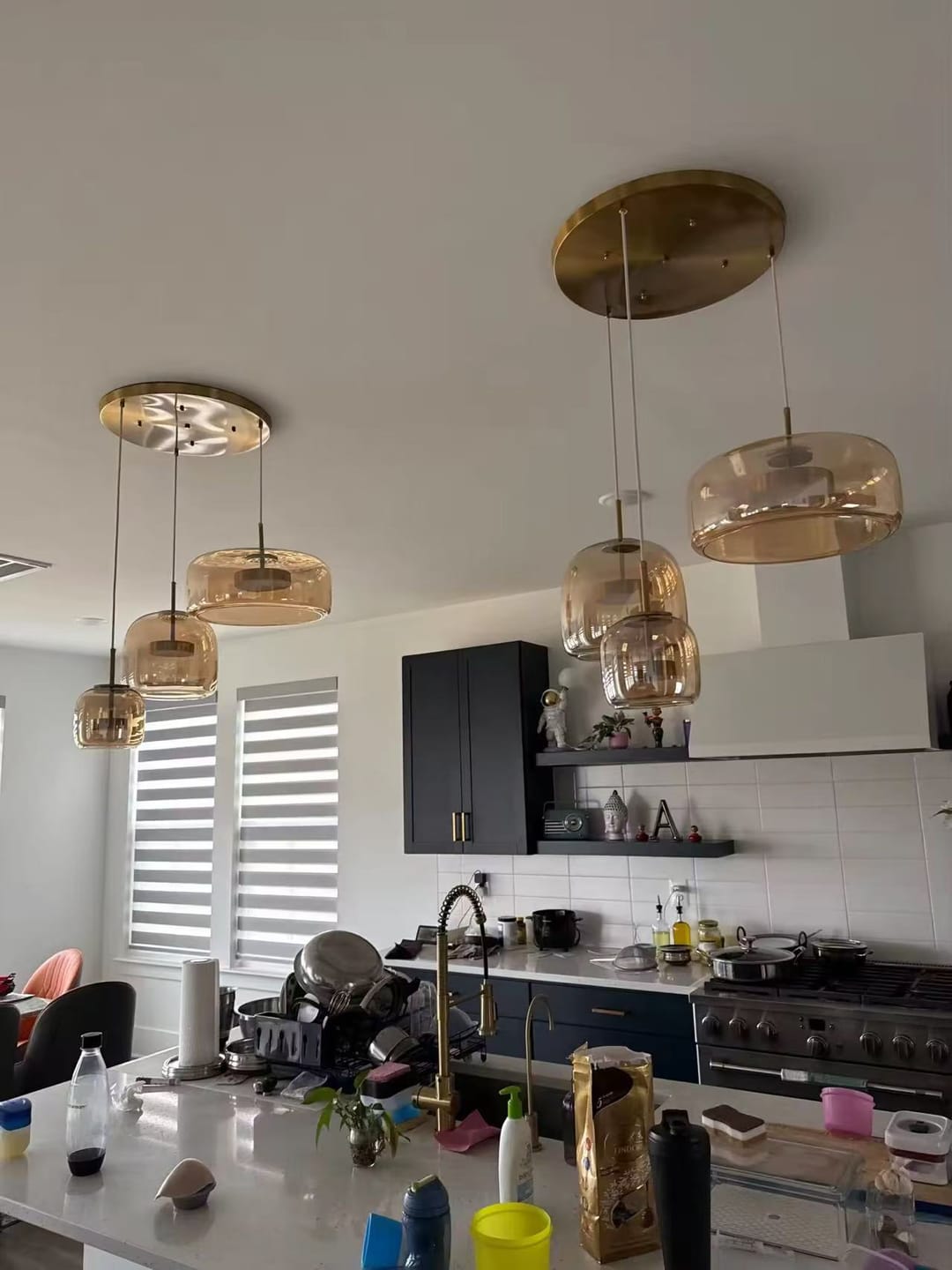 Customer photo review of WOMO Drum Blown Glass Pendant Light-WM2145