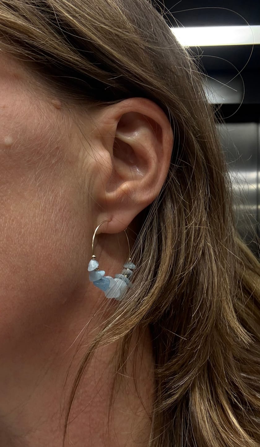 Customer photo review of Seychelles Earrings - Aquamarine Gemstone