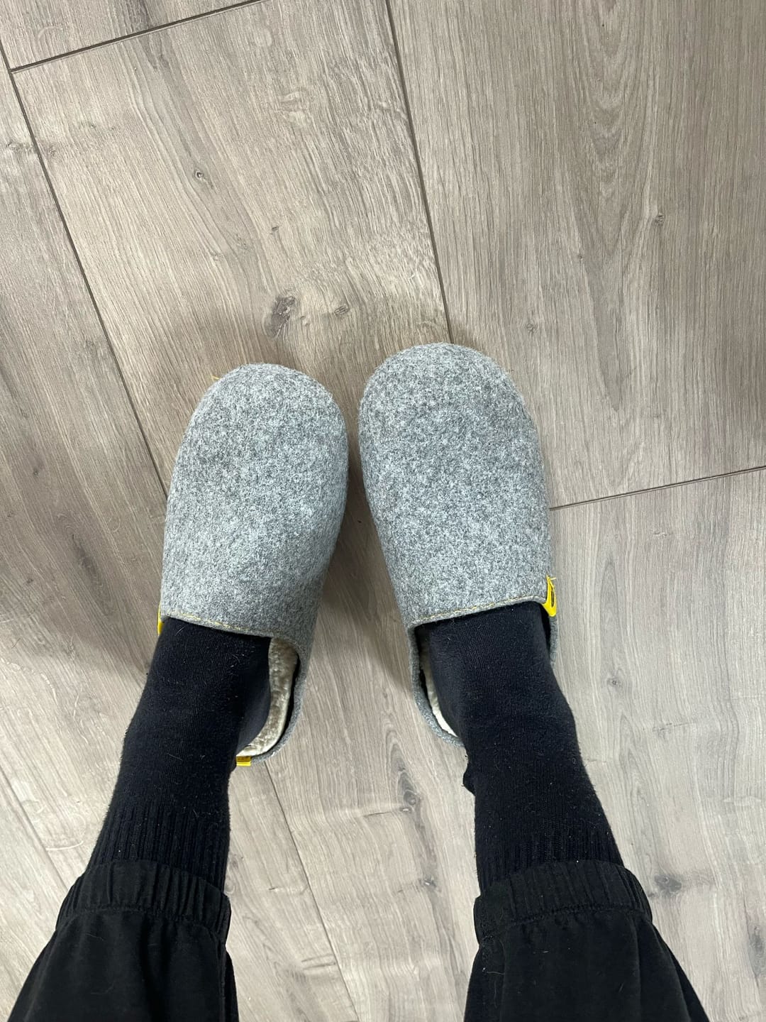 Customer photo review of Grey/Yellow The Good Slippers
