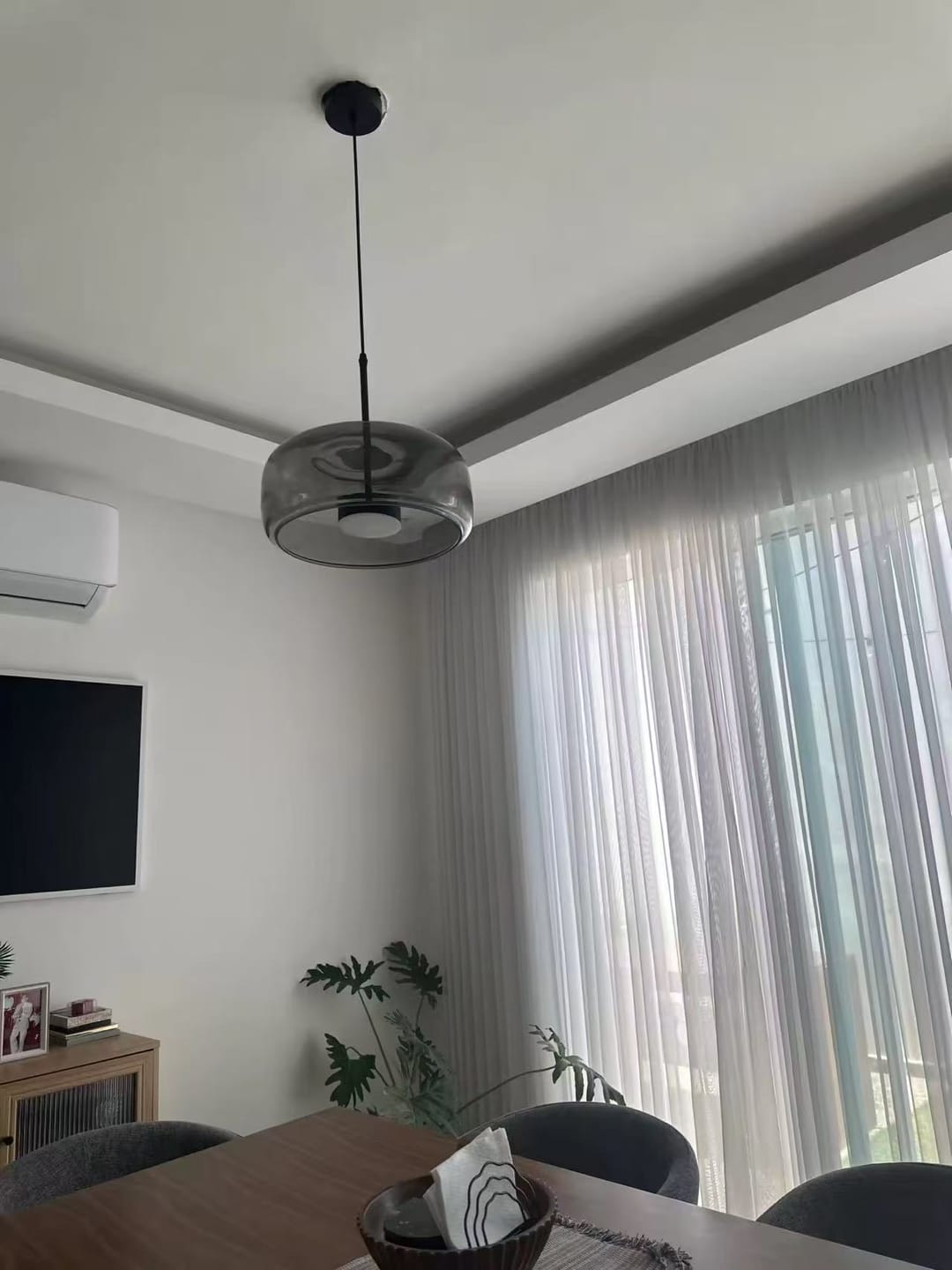 Customer photo review of WOMO Drum Blown Glass Pendant Light-WM2145