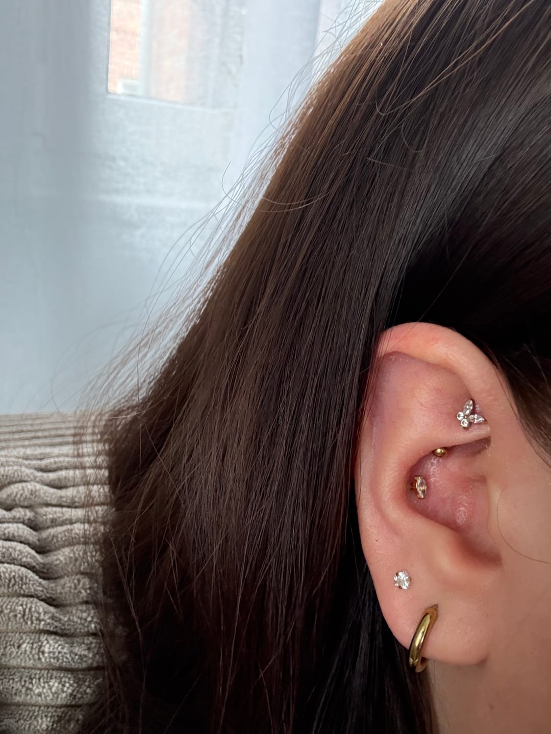 Customer photo review of Butterfly Rook Piercing | Chirurgenstahl