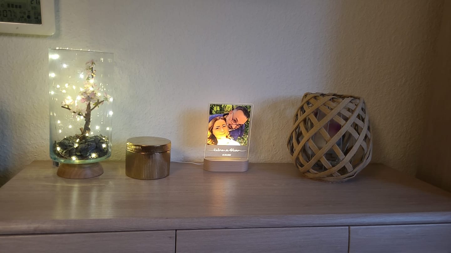 Customer photo review of Euer Liebeslicht mit Foto (eckig)