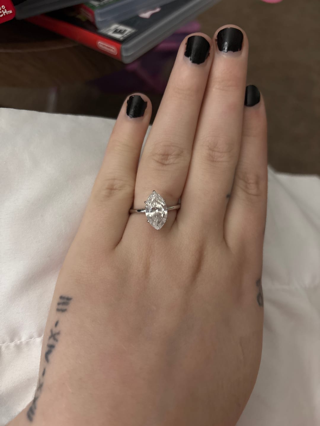 Customer photo review of S925 Special 3.0Ct Marquise Cut Wedding Set Bridal Rings With Wedding Band Travel Rings