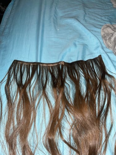 Customer photo review of Full Shine Virgin Genius Weft Hair Extensions Medium Brown #4