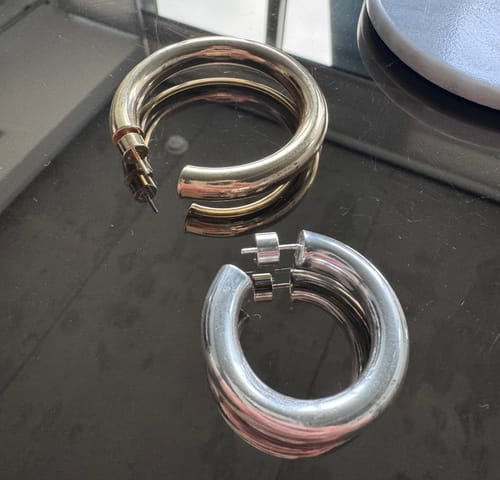 Customer photo review of Silver Small Hoops