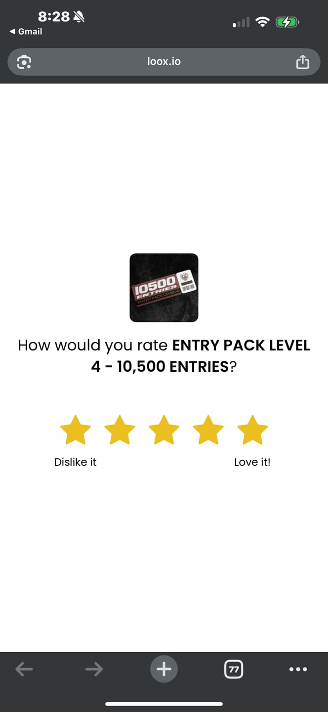 Customer photo review of ENTRY PACK LEVEL 4 - 10,500 ENTRIES