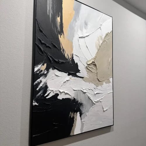 Customer photo review of Black and White Minimalist Textured Canvas #MT076