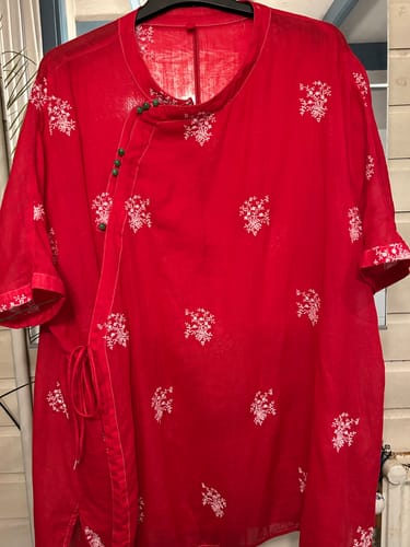 Customer photo review of Women Spring Stand Collar Embroidery 100%Ramie Shirt