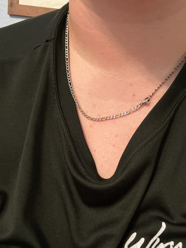 Customer photo review of Two Toned Figaro Chain Necklace