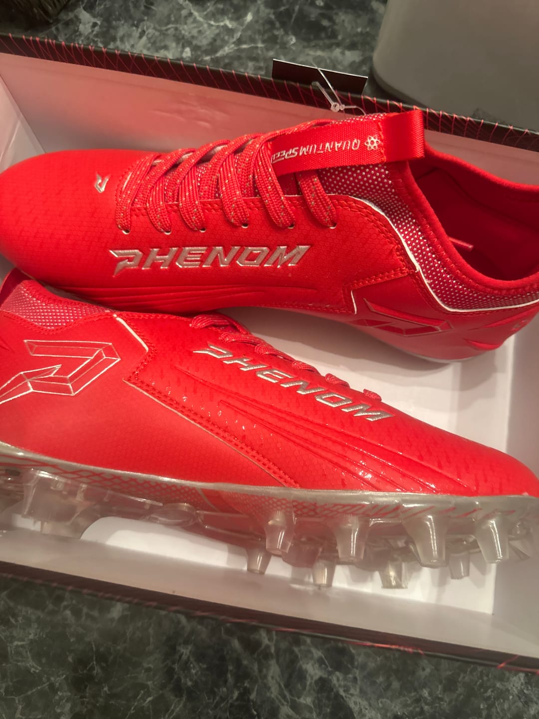 Customer photo review of Quantum Speed: Football Cleats - Red - Team Colors