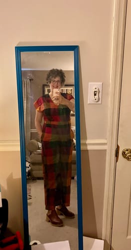 Customer photo review of VENUS WRAP JUMPER |   NEUTRAL RUBIX CHEX