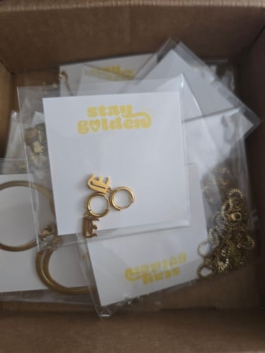 Customer photo review of Initial Hoop Earrings (GOLD)