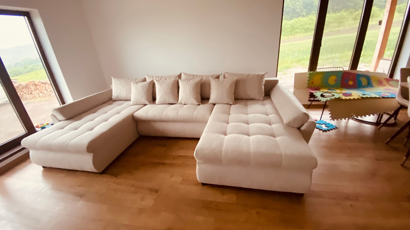 Customer photo review of Colțar extensibil dumonde cu ladă de depozitare si sezut confortabil din spuma HR, Loana Bej U 355x185 cm