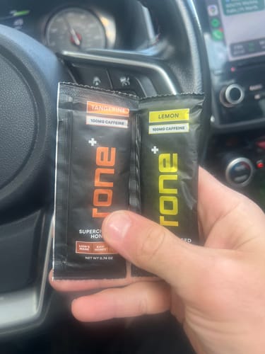 Customer photo review of 100mg Caffeine - Lemon - SuperCharged Honey (20-Pack)