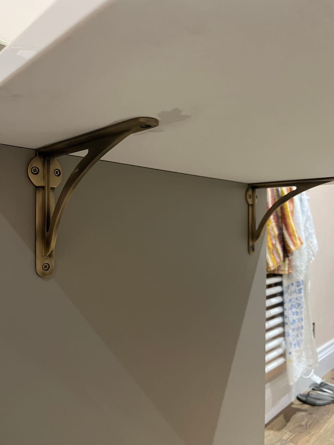 Customer photo review of Ironbridge Aged Brushed Brass Shelf Brackets | 4.5/6/7/8/10"
