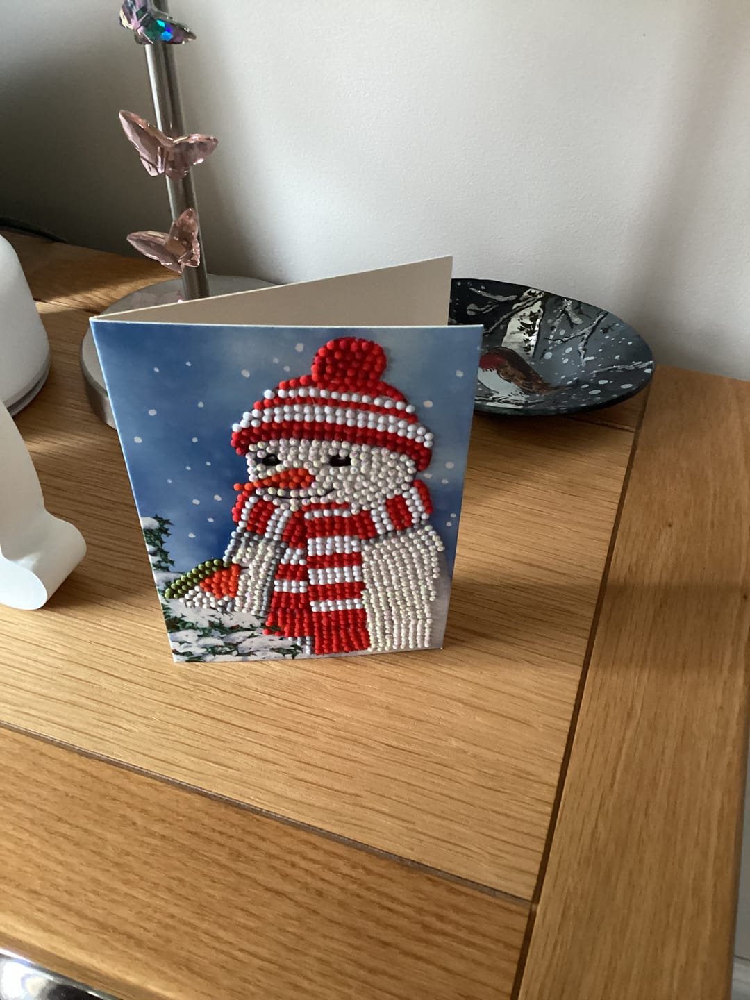 Customer photo review of Cosy Snowman, 10x15cm Crystal Art Card