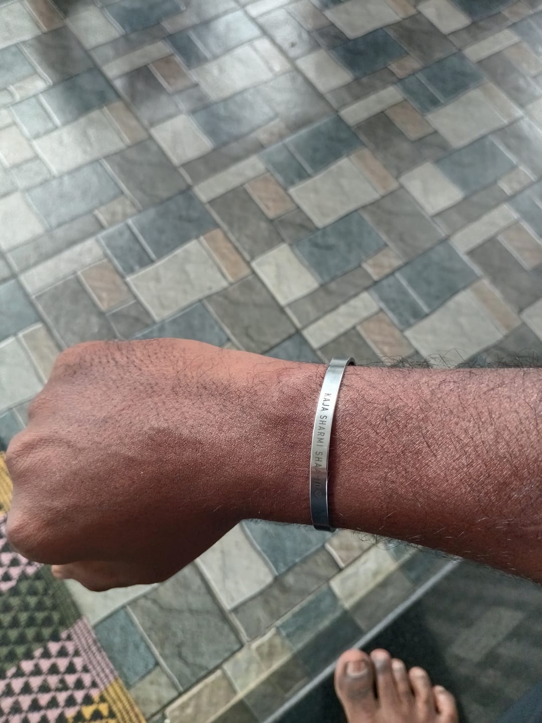 Customer photo review of Personalised Silver Kada