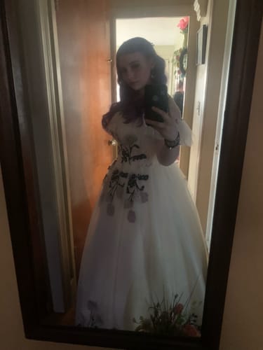Customer photo review of Gothic Off-Shoulder Floral Corset Wedding Dress - Gothic Prom Dress - Plus Size