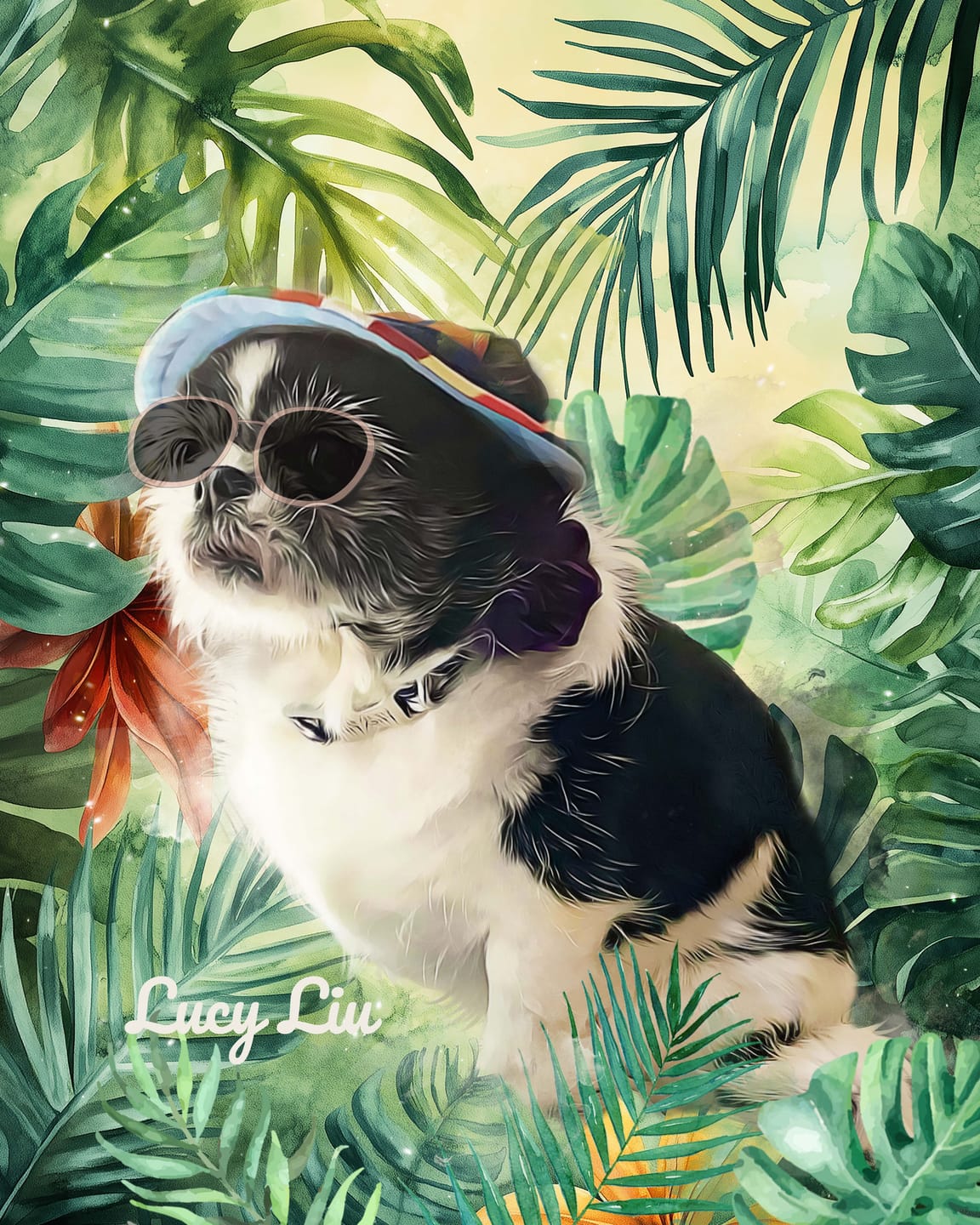 Customer photo review of Custom Watercolor Pet Portrait – SummerTime (ST)