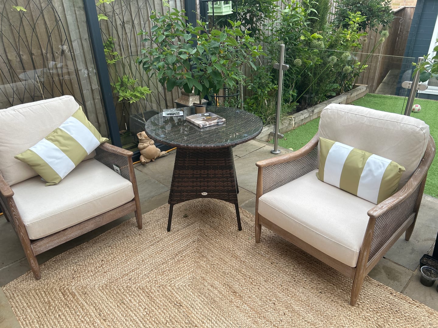 Customer photo review of Outdoor Garden Waterproof Rectangle Cushion - 3 Stripes