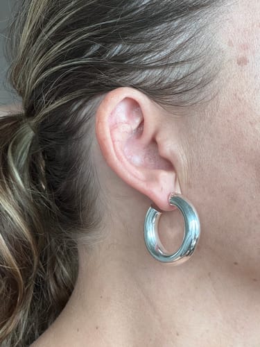 Customer photo review of Silver Small Hoops