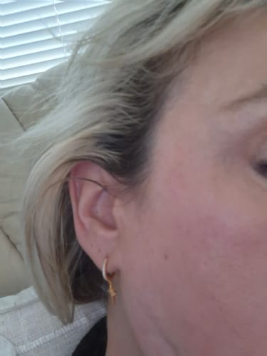 Customer photo review of The North Star Earring & Lightning Bolt Stacking Set in Gold