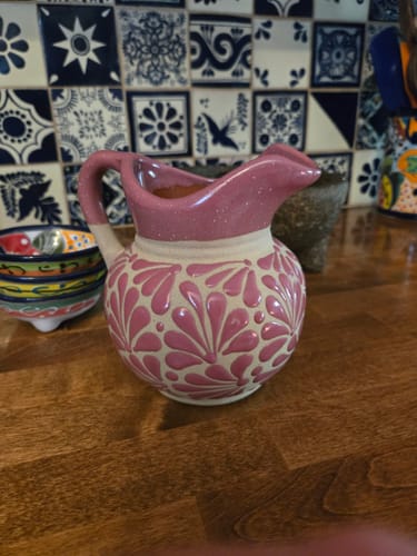 Customer photo review of Mexican Clay Pitcher Engobe Colorful Jarra De Barro Talavera Small Pitcher