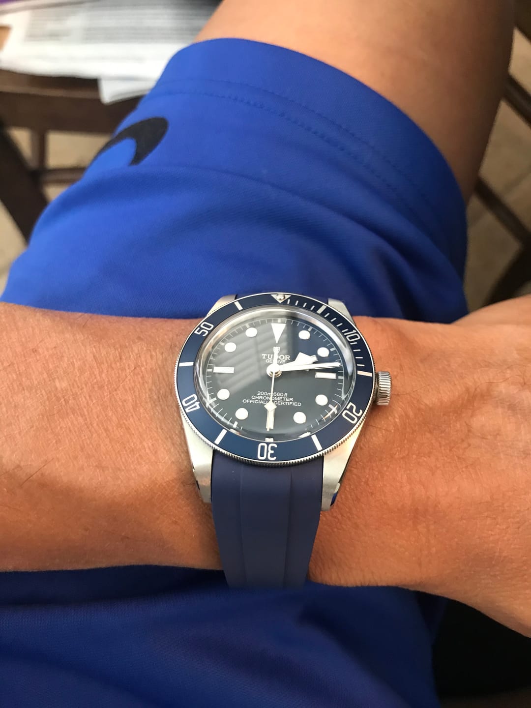 Customer photo review of Integrated Rubber Strap For Tudor Black Bay 58 - Blue