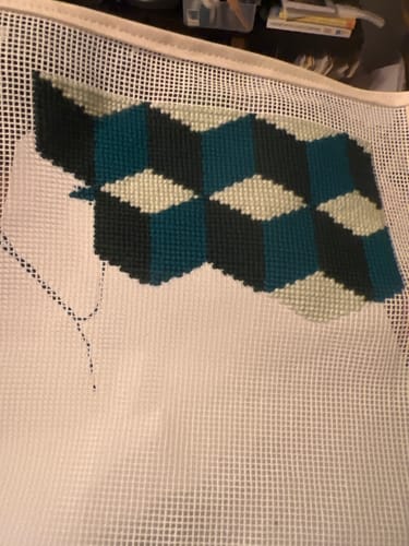 Customer photo review of Tumbling Blocks V2: Needlepoint Counted Kit
