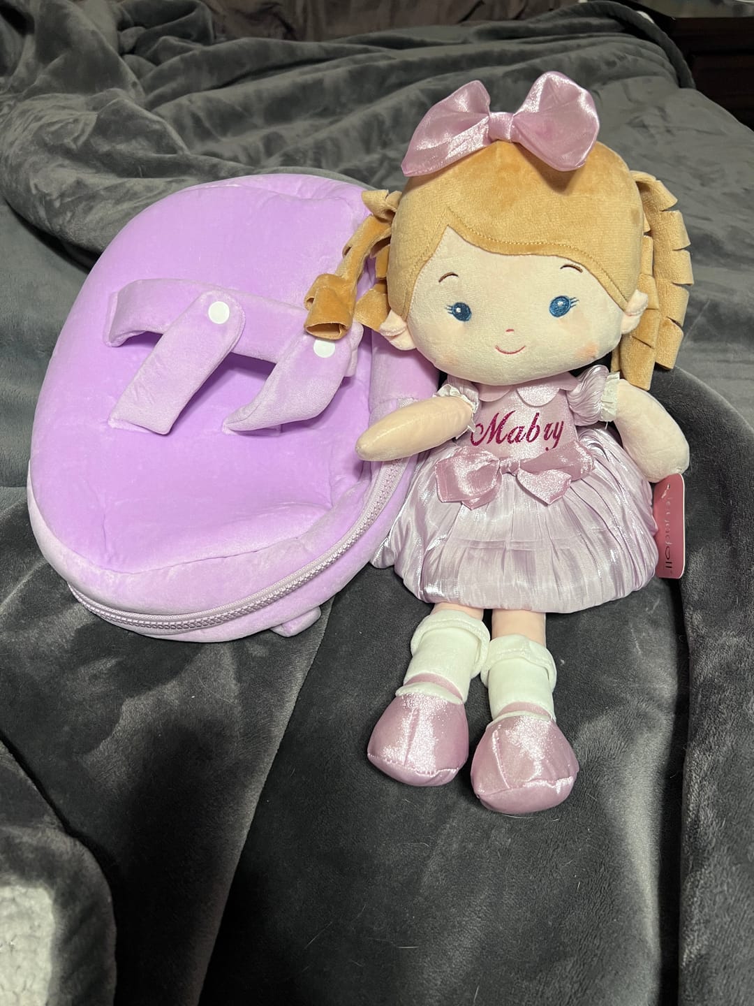 Customer photo review of Personalized Doll Carrier Backpack - with Baby Doll