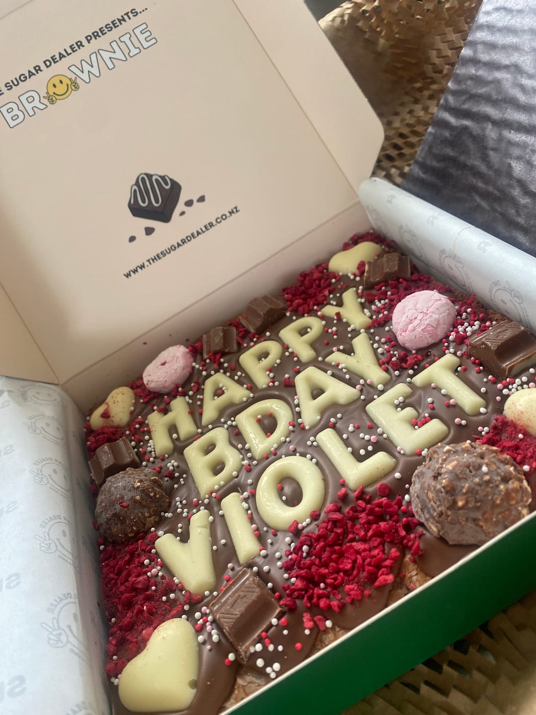 Customer photo review of Custom message heart brownie