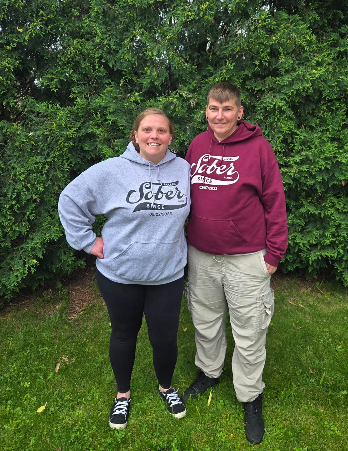 Customer photo review of Sober Since Unisex Hoodie w/ Personalized Sobriety Date