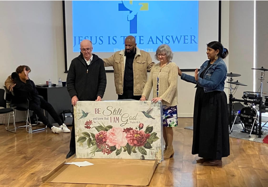 Customer photo review of Be Still and Know That I Am God, Vintage Flower Hummingbird, Wall art canvas