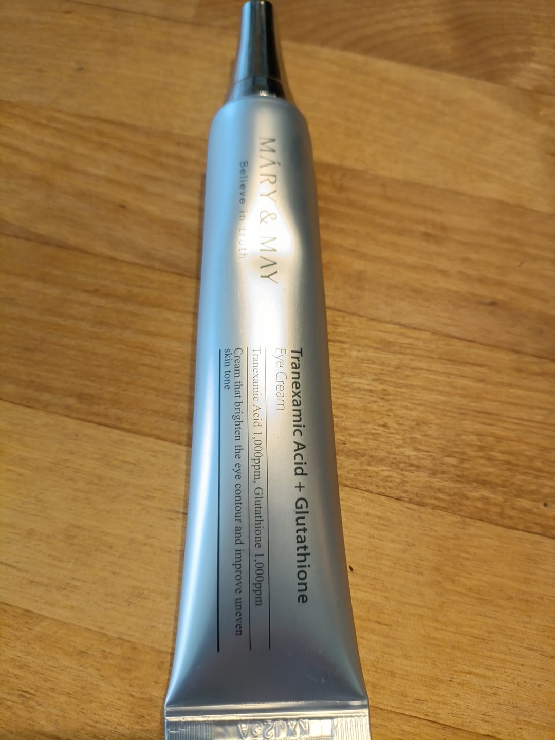 Customer photo review of Balinošs krēms ādai ap acīm ar traneksāmskābi Mary&May Tranexamic Acid Glutathion Eye Cream