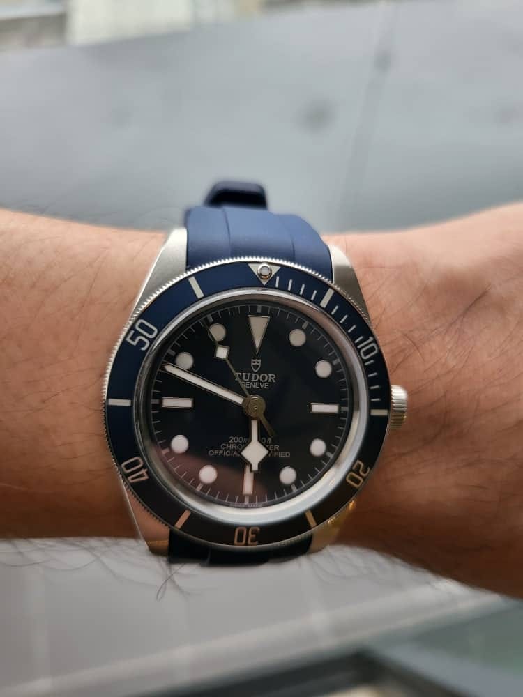 Customer photo review of Integrated Rubber Strap For Tudor Black Bay 58 - Blue
